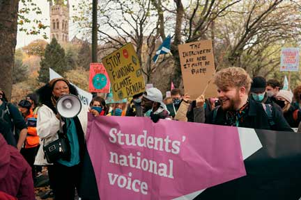 Student protest at COP26 Rally in Glasgow, 2021
