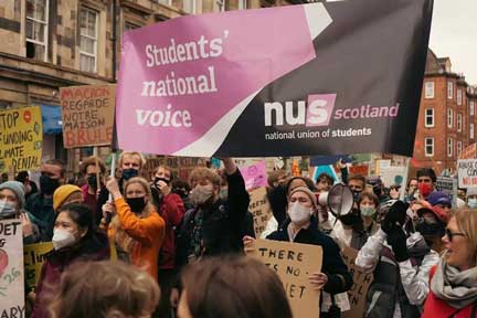 Student protest at COP26 Rally in Glasgow, 2021