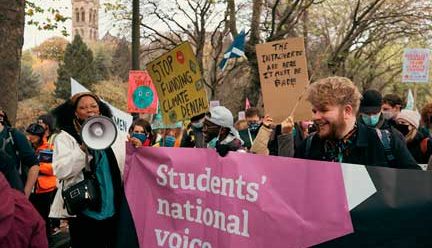 Student protest at COP26 Rally in Glasgow, 2021