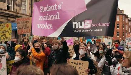 Student protest at COP26 Rally in Glasgow, 2021